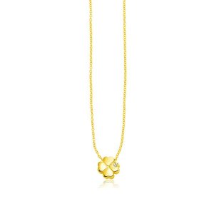 Unbranded 20386-18 14k Yellow Gold Polished Four Leaf Clover Necklace 