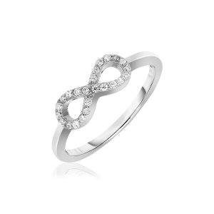 Unbranded 38707-7 Sterling Silver Infinity Symbol Ring With Cubic Zirc