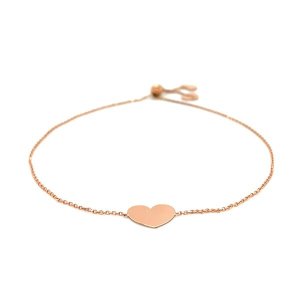 Unbranded 08766-9.25 14k Rose Gold Adjustable Heart Bracelet Size: 9.2