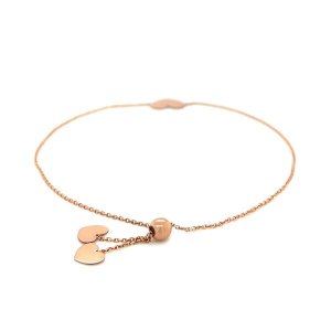 Unbranded 08766-9.25 14k Rose Gold Adjustable Heart Bracelet Size: 9.2