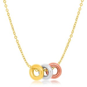 Unbranded 57399-18 14k Tri-color Gold Chain Necklace With Three Open C