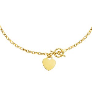 Unbranded 66910-7.5 Toggle Bracelet With Heart Charm In 14k Yellow Gol