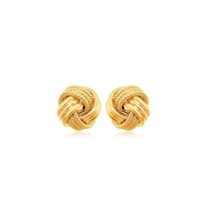 Unbranded 50982 10k Yellow Gold Love Knot With Ridge Texture Earrings