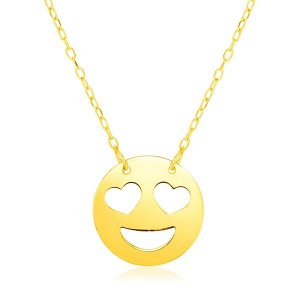 Unbranded 49733-16 14k Yellow Gold Necklace With Love Emoji Symbol Siz