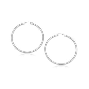 Unbranded 52339 14k White Gold Polished Hoop Earrings (25 Mm)