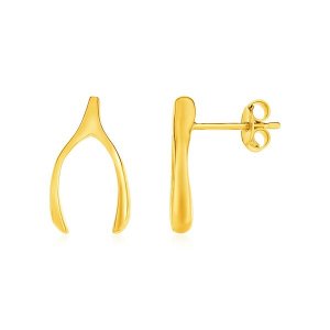 Unbranded 90433 14k Yellow Gold Post Earrings With Wishbones