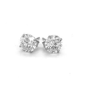 Unbranded 53852 14k White Gold Stud Earrings With White Hue Faceted Cu