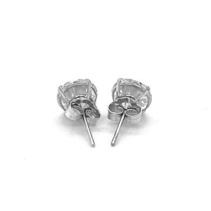 Unbranded 53852 14k White Gold Stud Earrings With White Hue Faceted Cu