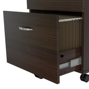 Homeroots.co 249815 Espresso Finish Wood Rolling Filing Cabinet