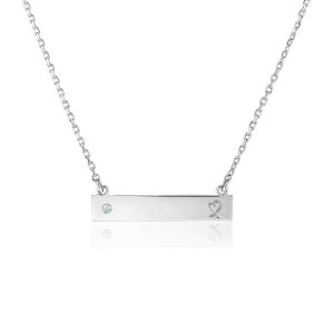 Unbranded 62237-18 Sterling Silver 18 Inch Bar Necklace With Diamond A