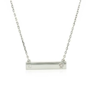 Unbranded 62237-18 Sterling Silver 18 Inch Bar Necklace With Diamond A