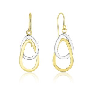 Unbranded 37606 14k Two-tone Gold Interlaced Open Teardrop Drop Earrin