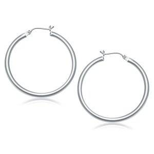 Unbranded 70747 10k White Gold Polished Hoop Earrings (40 Mm)