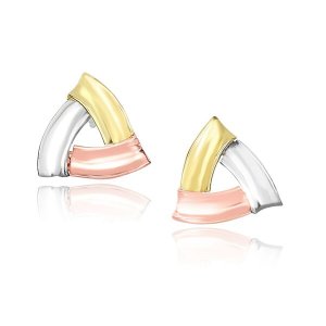 Unbranded 88409 14k Tri-color Gold Triangular Open Style Post Earrings