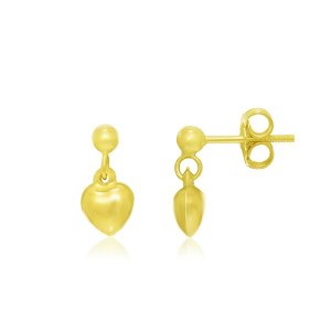 Unbranded 30786 14k Yellow Gold Puffed Heart Children's Dangling Earri