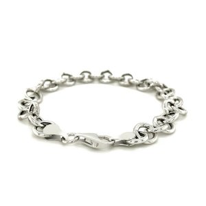 Unbranded 76455-7.25 Sterling Silver Rolo Style Polished Charm Bracele