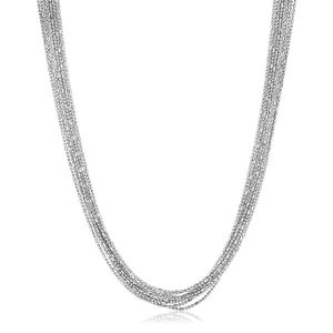 Unbranded 31042-18 Sterling Silver Multi Strand Bead Chain Necklace Si