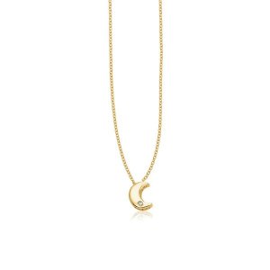 Unbranded 70665-18 14k Yellow Gold Polished Moon Necklace With Diamond