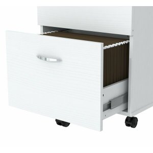 Homeroots.co 249854 White Finish Wood Two Drawer Filing Cabinet