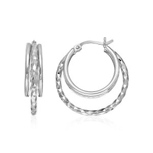 Unbranded 43446 Two-part Graduated Polished And Textured Hoop Earrings