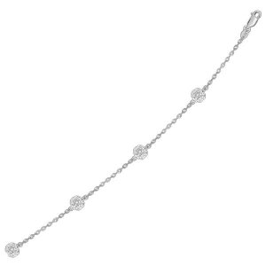 Unbranded 36036-7.25 14k White Gold Bracelet With Crystal Studded Ball