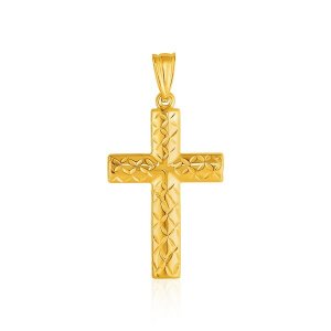 Unbranded 84276 14k Yellow Gold Reversible Textured Cross Pendant