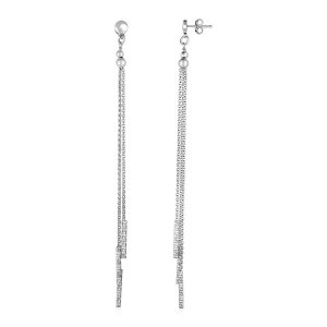 Unbranded 02495 Long Chain Tassel And Textured Bar Drop Earrings In St