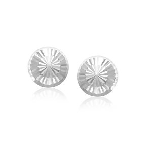 Unbranded 96057 14k White Gold Textured Flat Style Stud Earrings