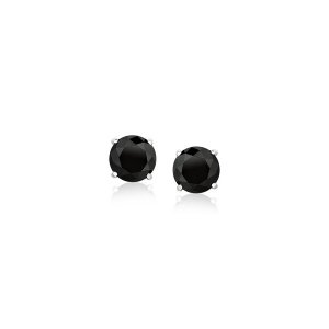 Unbranded 76941 14k White Gold Stud Earrings With Black 5mm Faceted Cu