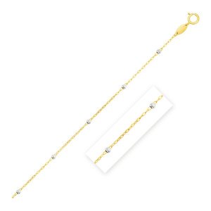 Unbranded 66240-16 Diamond Cut Bead Links Pendant Chain In 14k Two Ton