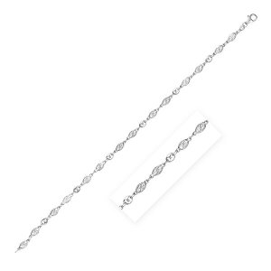 Unbranded 68854-9 Sterling Silver Anklet With Marquise Leaf Motifs Siz