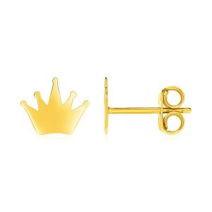 Unbranded 78963 14k Yellow Gold Post Earrings With Crowns