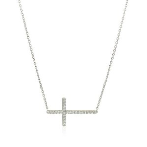 Unbranded 05495-7 Sterling Silver Cross Bracelet With Cubic Zirconias 