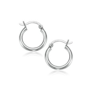 Unbranded 81601 14k White Gold Polished Hoop Earrings (15 Mm)