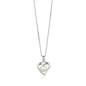 Unbranded 18800-18 Sterling Silver Open Heart Necklace With Freshwater