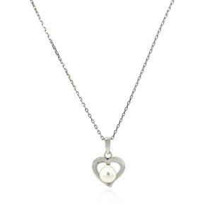 Unbranded 18800-18 Sterling Silver Open Heart Necklace With Freshwater