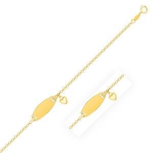 Unbranded 06407-6 14k Yellow Gold Heart Accented Children's Cable Chai