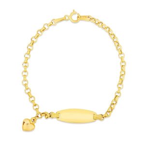 Unbranded 06407-6 14k Yellow Gold Heart Accented Children's Cable Chai