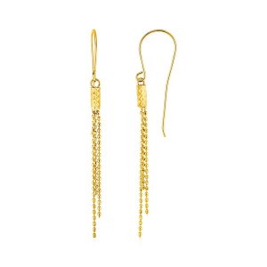 Unbranded 44668 Earrings With Fine Chain Dangles In 10k Yellow Gold