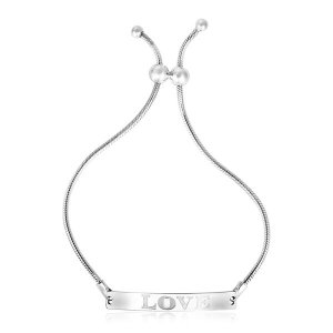 Unbranded 37236-9.25 Sterling Silver Adjustable Love Identification Br