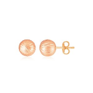 Unbranded 34537 14k Rose Gold Ball Earrings With Linear Texture