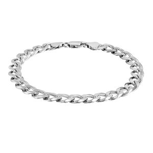 Unbranded 00394-8.5 Rhodium Plated 8.4mm Sterling Silver Curb Style Br