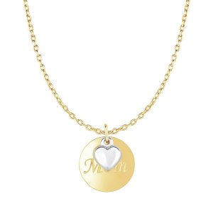 Unbranded 62558-18 Necklace With Mom Pendant And Heart In 10k Two Tone