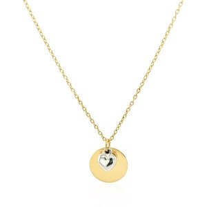 Unbranded 62558-18 Necklace With Mom Pendant And Heart In 10k Two Tone