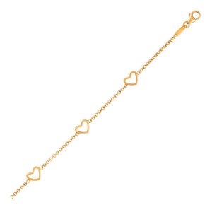 Unbranded 66449-6 14k Yellow Gold Childrens Bracelet With Hearts Size: