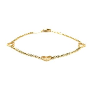 Unbranded 66449-6 14k Yellow Gold Childrens Bracelet With Hearts Size: