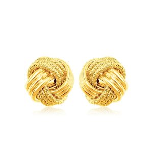 Unbranded 92699 14k Yellow Gold Love Knot With Ridge Texture Earrings