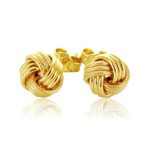 Unbranded 92699 14k Yellow Gold Love Knot With Ridge Texture Earrings