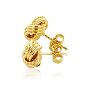 Unbranded 92699 14k Yellow Gold Love Knot With Ridge Texture Earrings