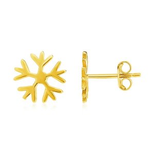 Unbranded 47484 14k Yellow Gold Post Earrings With Snowflakes